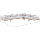  Meridian Laguna 142" Beige Resilient Water Resistant Fabric Upholstered 6 pc Outdoor Patio Modular Sectional IMAGE 5