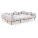  Meridian Laguna 106.5" Beige Resilient Water Resistant Fabric Upholstered 6 pc Outdoor Patio Modular Sectional IMAGE 1