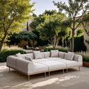  Meridian Laguna 106.5" Beige Resilient Water Resistant Fabric Upholstered 6 pc Outdoor Patio Modular Sectional IMAGE 2