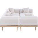  Meridian Laguna 106.5" Beige Resilient Water Resistant Fabric Upholstered 6 pc Outdoor Patio Modular Sectional IMAGE 3