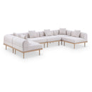  Meridian Laguna 142" Beige Resilient Water Resistant Fabric Upholstered 6 pc Outdoor Patio Modular Sectional IMAGE 1