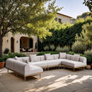  Meridian Laguna 142" Beige Resilient Water Resistant Fabric Upholstered 6 pc Outdoor Patio Modular Sectional IMAGE 2