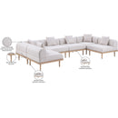  Meridian Laguna 142" Beige Resilient Water Resistant Fabric Upholstered 6 pc Outdoor Patio Modular Sectional IMAGE 6