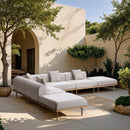  Meridian Laguna 142" Beige Resilient Water Resistant Fabric Upholstered 6 pc Outdoor Patio Modular Sectional IMAGE 2