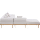  Meridian Laguna 142" Beige Resilient Water Resistant Fabric Upholstered 6 pc Outdoor Patio Modular Sectional IMAGE 3