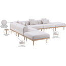  Meridian Laguna 142" Beige Resilient Water Resistant Fabric Upholstered 6 pc Outdoor Patio Modular Sectional IMAGE 6