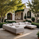  Meridian Laguna 142" Beige Resilient Water Resistant Fabric Upholstered 7 pc Outdoor Patio Modular Sectional IMAGE 2