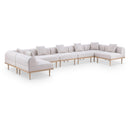  Meridian Laguna 177.5" Beige Resilient Water Resistant Fabric Upholstered 7 pc Outdoor Patio Modular Sectional IMAGE 1