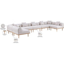  Meridian Laguna 177.5" Beige Resilient Water Resistant Fabric Upholstered 7 pc Outdoor Patio Modular Sectional IMAGE 6