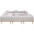  Meridian Laguna 142" Beige Resilient Water Resistant Fabric Upholstered 8 pc Outdoor Patio Modular Sectional IMAGE 3