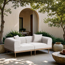  Meridian Laguna 71" Cream Resilient Water Resistant Fabric Upholstered 2 pc Outdoor Patio Modular Loveseat IMAGE 2