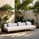  Meridian Laguna 106.5" Cream Resilient Water Resistant Fabric Upholstered 3 pc Outdoor Patio Modular Sofa IMAGE 2