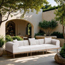  Meridian Laguna 106.5" Cream Resilient Water Resistant Fabric Upholstered 3 pc Outdoor Patio Modular Sofa IMAGE 2