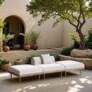  Meridian Laguna 106.5" Cream Resilient Water Resistant Fabric Upholstered 3 pc Outdoor Patio Modular Sofa IMAGE 2