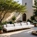  Meridian Laguna 142" Cream Resilient Water Resistant Fabric Upholstered 4 pc Outdoor Patio Modular Sofa IMAGE 2