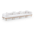  Meridian Laguna 142" Cream Resilient Water Resistant Fabric Upholstered 4 pc Outdoor Patio Modular Sofa IMAGE 1