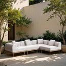  Meridian Laguna 106.5" Cream Resilient Water Resistant Fabric Upholstered 4 pc Outdoor Patio Modular Sectional IMAGE 2