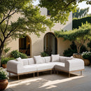  Meridian Laguna 106.5" Cream Resilient Water Resistant Fabric Upholstered 4 pc Outdoor Patio Modular Sectional IMAGE 2