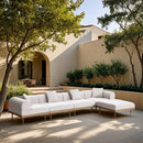  Meridian Laguna 142" Cream Resilient Water Resistant Fabric Upholstered 5 pc Outdoor Patio Modular Sectional IMAGE 2