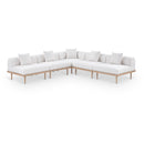  Meridian Laguna 106.5" Cream Resilient Water Resistant Fabric Upholstered 5 pc Outdoor Patio Modular Sectional IMAGE 1