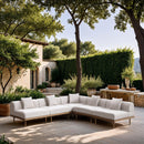  Meridian Laguna 106.5" Cream Resilient Water Resistant Fabric Upholstered 5 pc Outdoor Patio Modular Sectional IMAGE 2