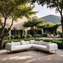  Meridian Laguna 106.5" Cream Resilient Water Resistant Fabric Upholstered 5 pc Outdoor Patio Modular Sectional IMAGE 2