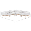  Meridian Laguna 106.5" Cream Resilient Water Resistant Fabric Upholstered 5 pc Outdoor Patio Modular Sectional IMAGE 5