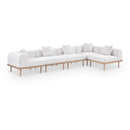  Meridian Laguna 142" Cream Resilient Water Resistant Fabric Upholstered 5 pc Outdoor Patio Modular Sectional IMAGE 1