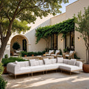  Meridian Laguna 142" Cream Resilient Water Resistant Fabric Upholstered 5 pc Outdoor Patio Modular Sectional IMAGE 2