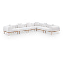  Meridian Laguna 142" Cream Resilient Water Resistant Fabric Upholstered 6 pc Outdoor Patio Modular Sectional IMAGE 1