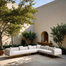  Meridian Laguna 142" Cream Resilient Water Resistant Fabric Upholstered 6 pc Outdoor Patio Modular Sectional IMAGE 2