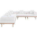  Meridian Laguna 142" Cream Resilient Water Resistant Fabric Upholstered 6 pc Outdoor Patio Modular Sectional IMAGE 3