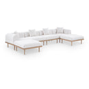  Meridian Laguna 142" Cream Resilient Water Resistant Fabric Upholstered 6 pc Outdoor Patio Modular Sectional IMAGE 1