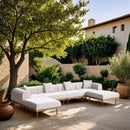  Meridian Laguna 142" Cream Resilient Water Resistant Fabric Upholstered 6 pc Outdoor Patio Modular Sectional IMAGE 2