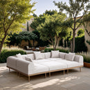  Meridian Laguna 106.5" Cream Resilient Water Resistant Fabric Upholstered 6 pc Outdoor Patio Modular Sectional IMAGE 2
