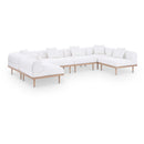  Meridian Laguna 142" Cream Resilient Water Resistant Fabric Upholstered 6 pc Outdoor Patio Modular Sectional IMAGE 1