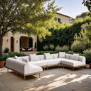  Meridian Laguna 142" Cream Resilient Water Resistant Fabric Upholstered 6 pc Outdoor Patio Modular Sectional IMAGE 2