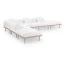  Meridian Laguna 142" Cream Resilient Water Resistant Fabric Upholstered 6 pc Outdoor Patio Modular Sectional IMAGE 1