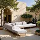  Meridian Laguna 142" Cream Resilient Water Resistant Fabric Upholstered 6 pc Outdoor Patio Modular Sectional IMAGE 2
