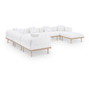  Meridian Laguna 142" Cream Resilient Water Resistant Fabric Upholstered 7 pc Outdoor Patio Modular Sectional IMAGE 1