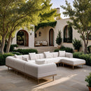  Meridian Laguna 142" Cream Resilient Water Resistant Fabric Upholstered 7 pc Outdoor Patio Modular Sectional IMAGE 2