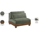  Meridian Turin Green Fabric Upholstered Modular Armless Chair IMAGE 7