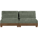  Meridian Turin 80" Green Fabric Upholstered 2 pc Modular Loveseat IMAGE 2
