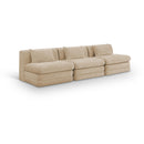  Meridian Stellar 114" Beige Chenille Fabric Upholstered 3 pc Modular Sofa IMAGE 1