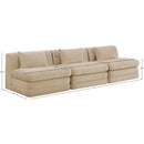  Meridian Stellar 114" Beige Chenille Fabric Upholstered 3 pc Modular Sofa IMAGE 8