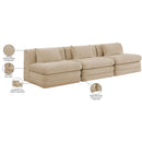  Meridian Stellar 114" Beige Chenille Fabric Upholstered 3 pc Modular Sofa IMAGE 9