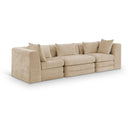  Meridian Stellar 114" Beige Chenille Fabric Upholstered 3 pc Modular Sofa IMAGE 1