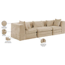  Meridian Stellar 114" Beige Chenille Fabric Upholstered 3 pc Modular Sofa IMAGE 9
