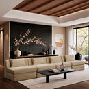  Meridian Stellar 152" Beige Chenille Fabric Upholstered 4 pc Modular Sofa IMAGE 2