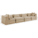  Meridian Stellar 152" Beige Chenille Fabric Upholstered 4 pc Modular Sofa IMAGE 8